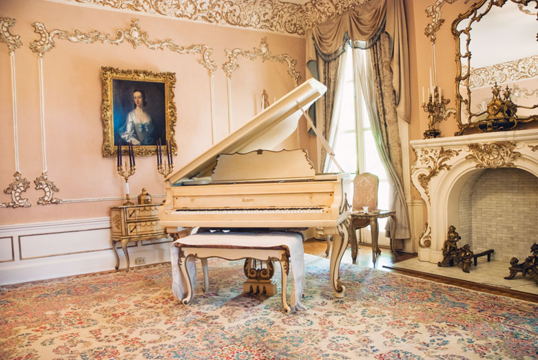 The music room, with Rococo interior detailing